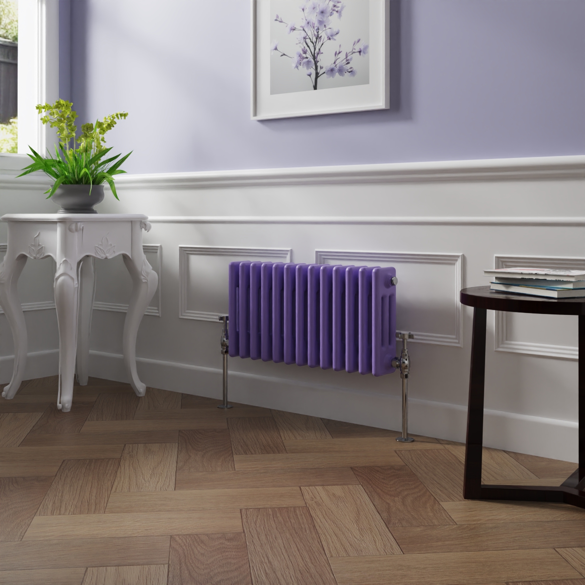 Bern 300 x 605mm Elegant Purple Triple Column Horizontal Traditional Radiator