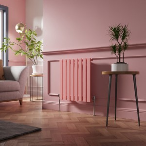 Lulea 600 x 550mm Rose Clair Pink Single Horizontal Flat Panel Designer Radiator