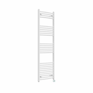 Fjord 1600 x 500mm Curved White Thermostatic Touch Control Electric Heated Towel Rail