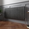 Norden 600 x 1417mm Black Silver Double Horizontal Oval Column Designer Radiator