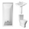 RAK Resort Maxi Closed Back Toilet with 650mm Basin Modern Bathroom Suite and Single Ended Bath - 1800 x 800mm