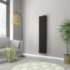 Norden 1600 x 355mm Black Double Vertical Oval Tube Designer Radiator