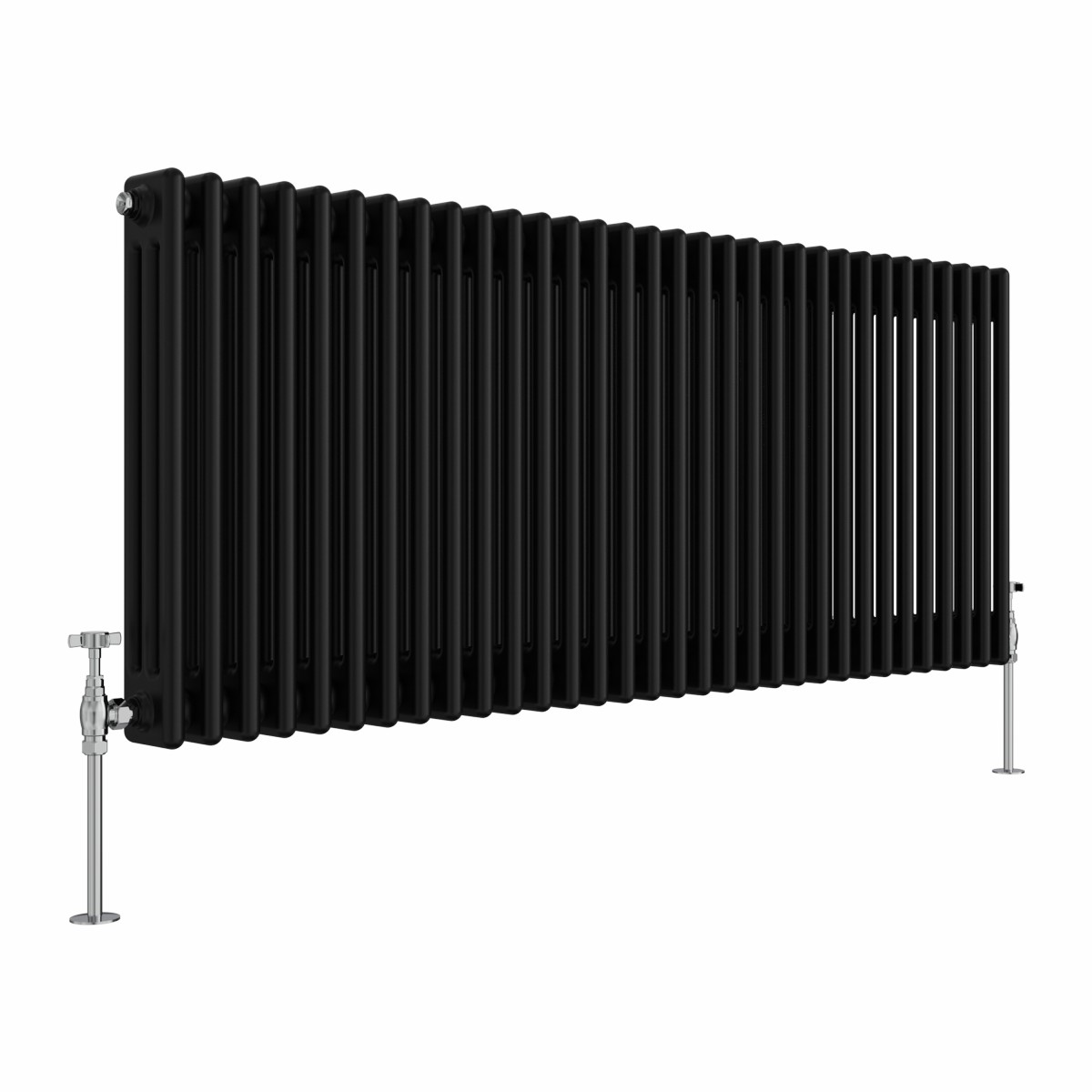 Bern 600 x 1460mm Black Triple Column Horizontal Traditional Radiator