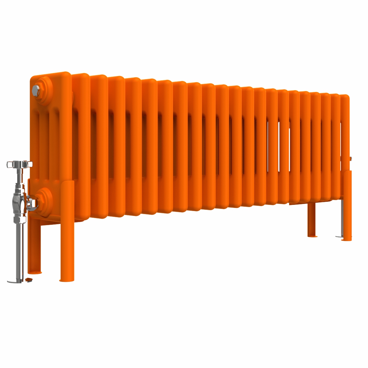 Bern 300 x 1010mm Traditional Bright Orange Horizontal Four Column Radiator