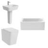 Cordoba Square Modern Bathroom Suite with Back to Wall Toilet and Essential Single Ended Bath - 1500 x 700mm - Front Bath Panel Included
