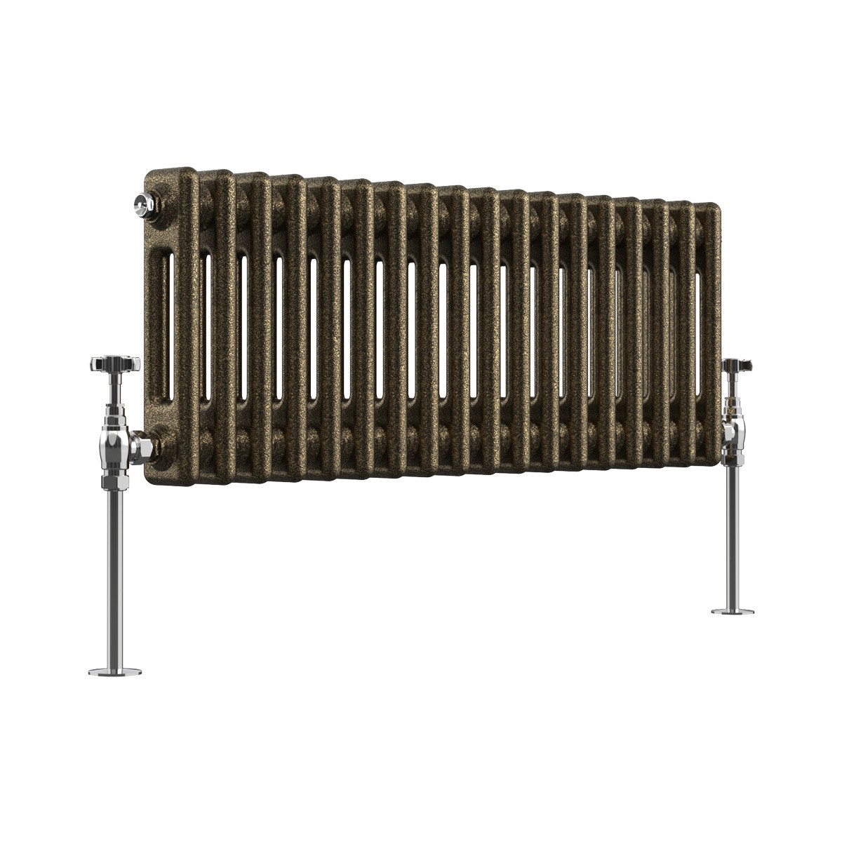 Bern 300 x 830mm Black Gold Double Column Horizontal Traditional Radiator