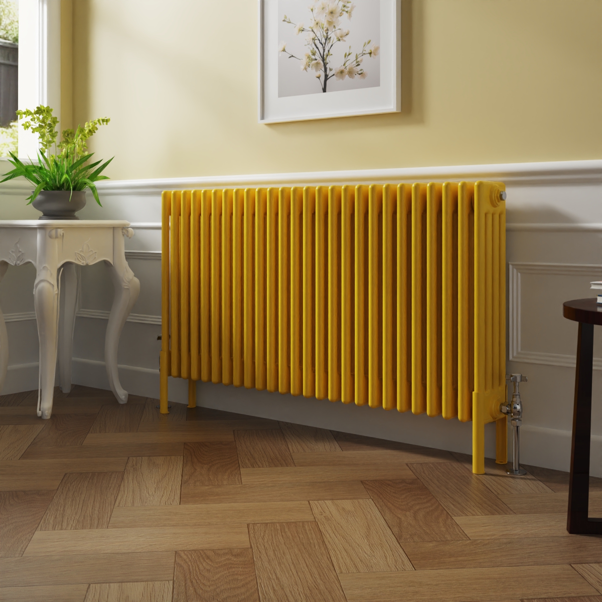Bern 600 x 1190mm Zinc Yellow Four Column Horizontal Traditional Radiator