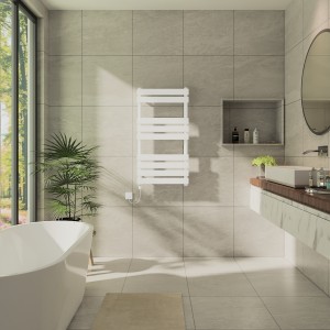 Juva 950 x 500mm White Flat Panel Simple Electric Heated Towel Rail