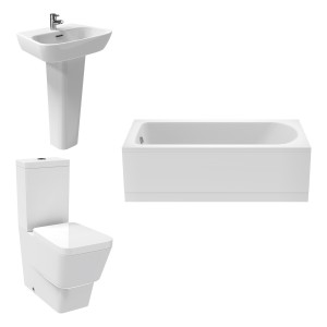 Aria Bathroom Suite with Close Coupled Toilet and Essential Single Ended Bath 1700 x 700 - Front Panel Included