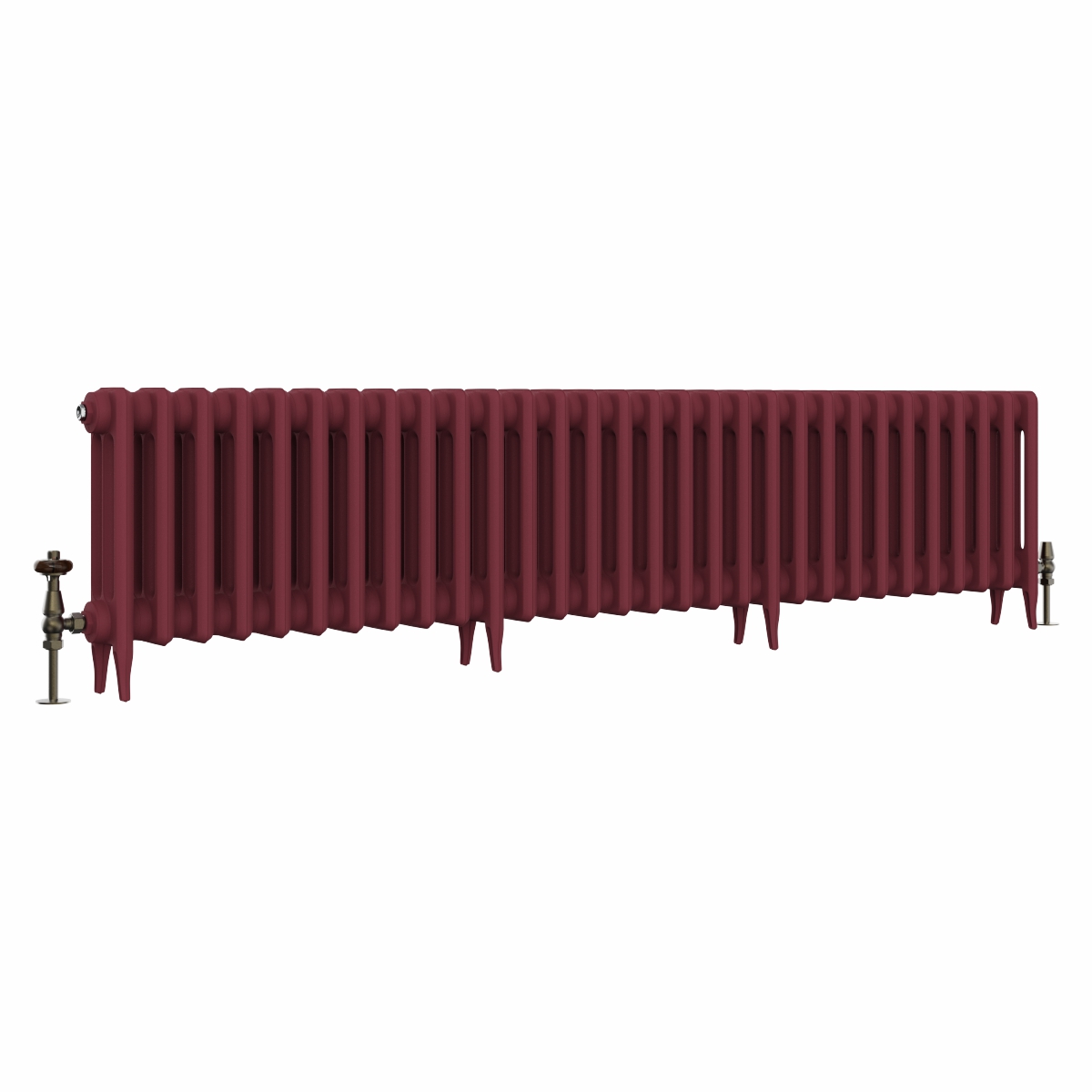 Classic  450 x 1894mm Farrow & Ball Eating Room Red Triple Column Cast Iron Radiator - 30 Sections