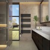 Koli 1200 x 600mm Dual Fuel Black Thermostatic Touch Control Electric Wifi Heated Towel Rail