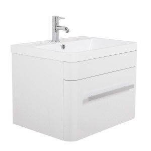 Homely White Wall Hung Vanity Unit with Basin - 600mm