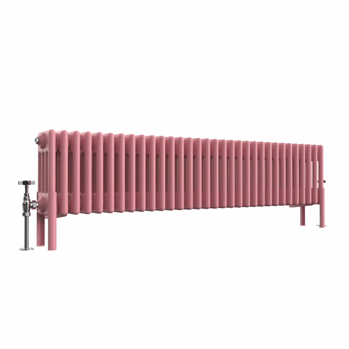 Bern 300 x 1460mm Rose Pink Four Column Horizontal Traditional Radiator