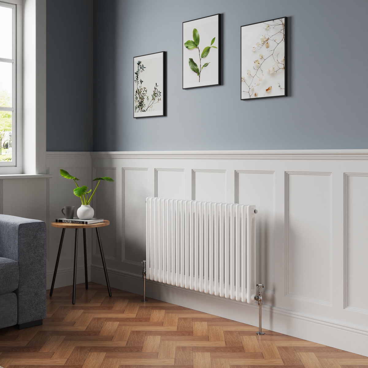 Bern 600 x 1010mm White Double Column Horizontal Traditional Radiator