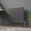 Karlstad 600 x 750mm Black Silver Single Horizontal Flat Panel Designer Radiator