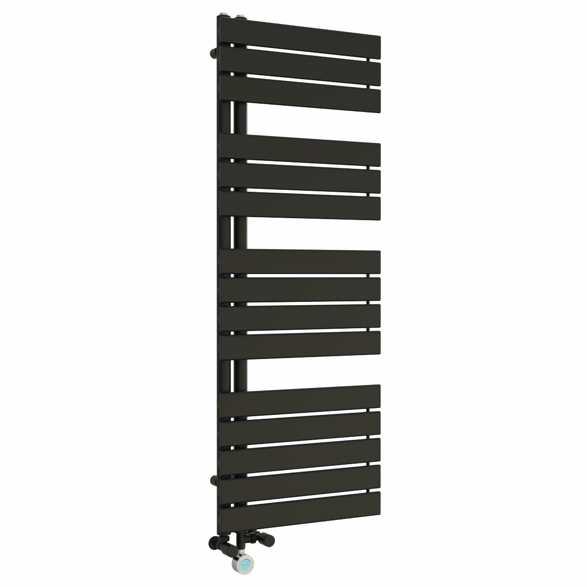 Kristiansund 1380 x 500mm Dual Fuel Black Thermostatic Touch Control Electric Heated Towel Rail