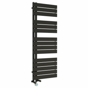Kristiansund 1380 x 500mm Dual Fuel Black Thermostatic Touch Control Electric Heated Towel Rail