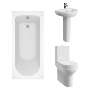 Calgary Modern Bathroom Suite with Close Coupled Toilet and Essential Single Ended Bath - 1500 x 700mm
