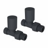 15mm Round Head Anthracite Straight Radiator Valves