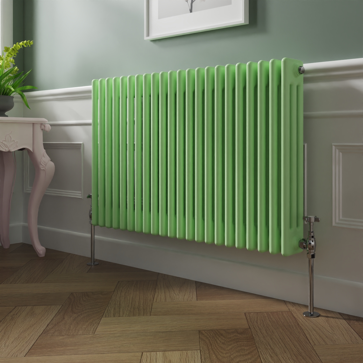 Bern 600 x 1010mm Pastel Green Triple Horizontal Column Radiator