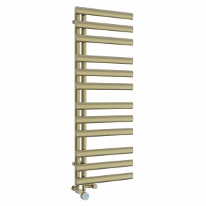 Kongsberg 1200 x 450mm Dual Fuel Brushed Brass Thermostatic Touch Control Electric Heated Towel Rail