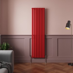 Norden 1800 x 473mm Signal Red Single Oval Column Vertical Designer Radiator