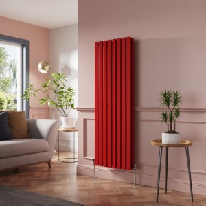 Lulea 1600 x 550mm Signal Red Double Flat Panel Vertical Designer Radiator