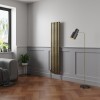 Norden 1600 x 355mm Black Gold Single Vertical Oval Column Designer Radiator