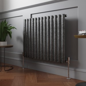 Norden 600 x 768mm Black Silver Single Horizontal Oval Column Designer Radiator
