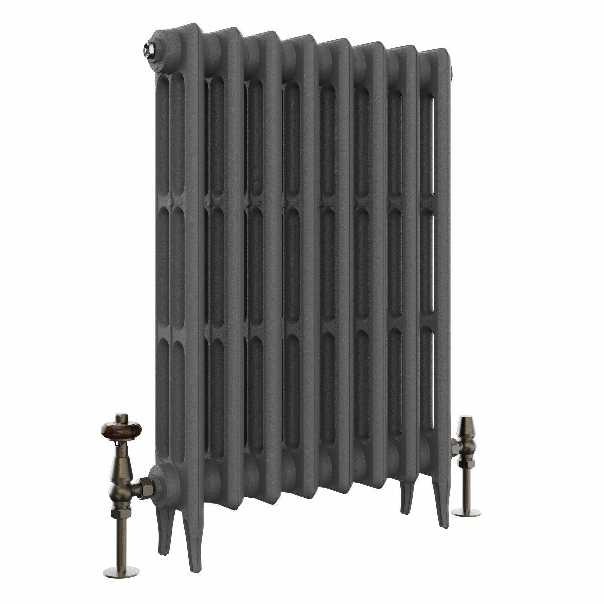 Classic  745 x 530mm  Farrow & Ball Railings Grey Triple Column Cast Iron Radiator - 8 Sections