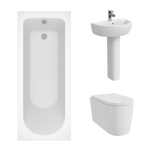 Cordoba Modern Bathroom Suite with Wall Hung Toilet and Essential Single Ended Bath - 1700 x 700mm
