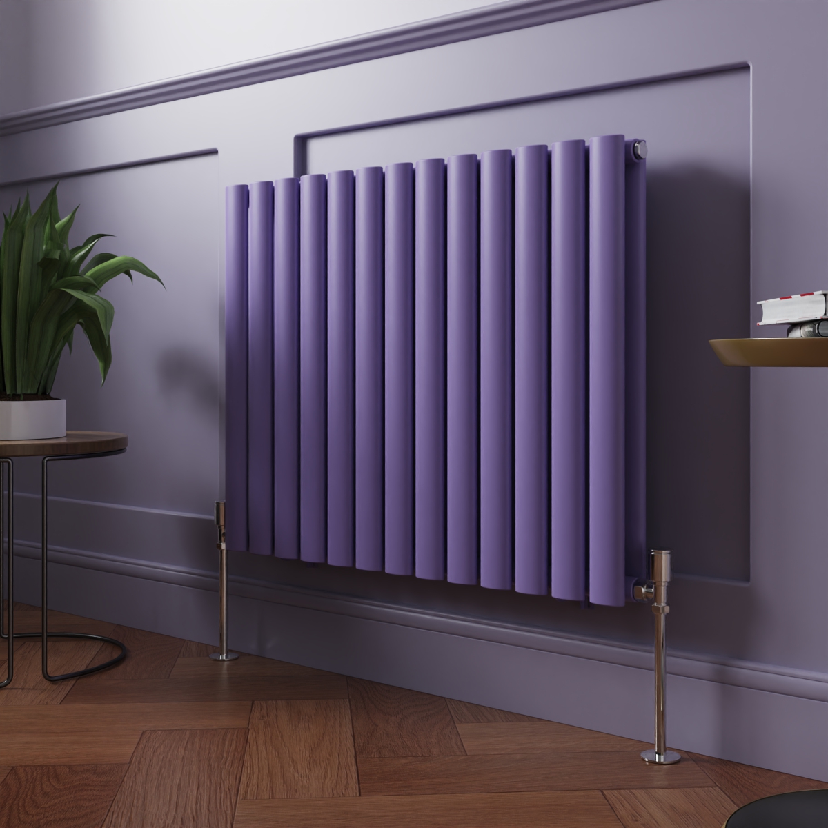 Norden 600 x 768mm Elegant Purple Double Horizontal Oval Column Designer Radiator