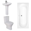 Fresh Curved Modern Bathroom Suite with Double Ended Bath - 1700 x 700mm