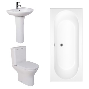 Fresh Curved Modern Bathroom Suite with Double Ended Bath - 1700 x 700mm