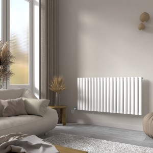 Norden 600 x 1181mm White Horizontal Oval Tube Wifi Electric Radiator - 1000W