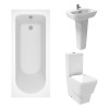 Aria Bathroom Suite with Close Coupled Toilet and Essential Single Ended Bath - 1600 x 700