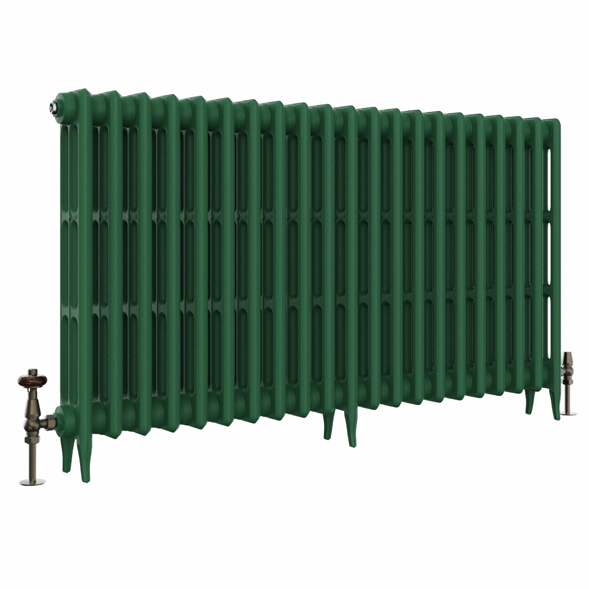 Classic  745 x 1336mm Farrow & Ball Duck Green Triple Column Cast Iron Radiator - 21 Sections