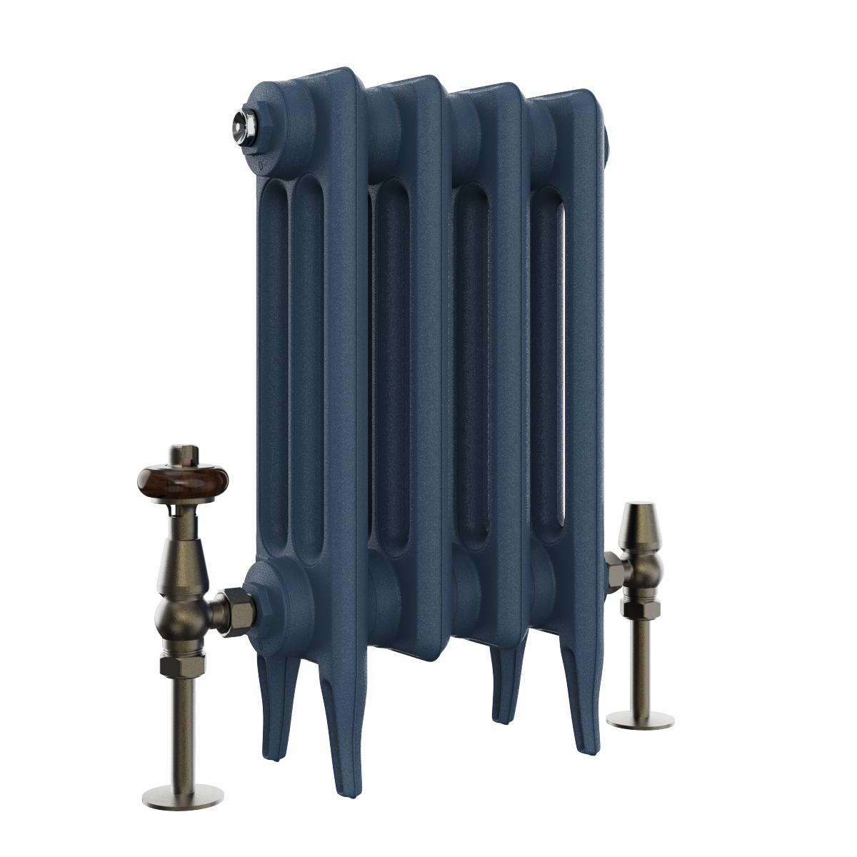 Classic  450 x 282mm  Farrow & Ball Hague Blue Triple Column Cast Iron Radiator - 4 Sections