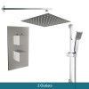 Beauly Chrome Twin Square Concealed Valve and Diverter with Shower Head - Choice of Size and Shower Head