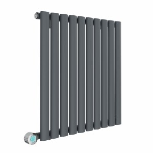 Norden 600 x 591mm Anthracite Horizontal Oval Tube Wifi Electric Radiator - 600W