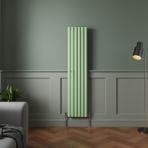 Norden 1600 x 355mm Pastel Green Single Oval Column Vertical Designer Radiator