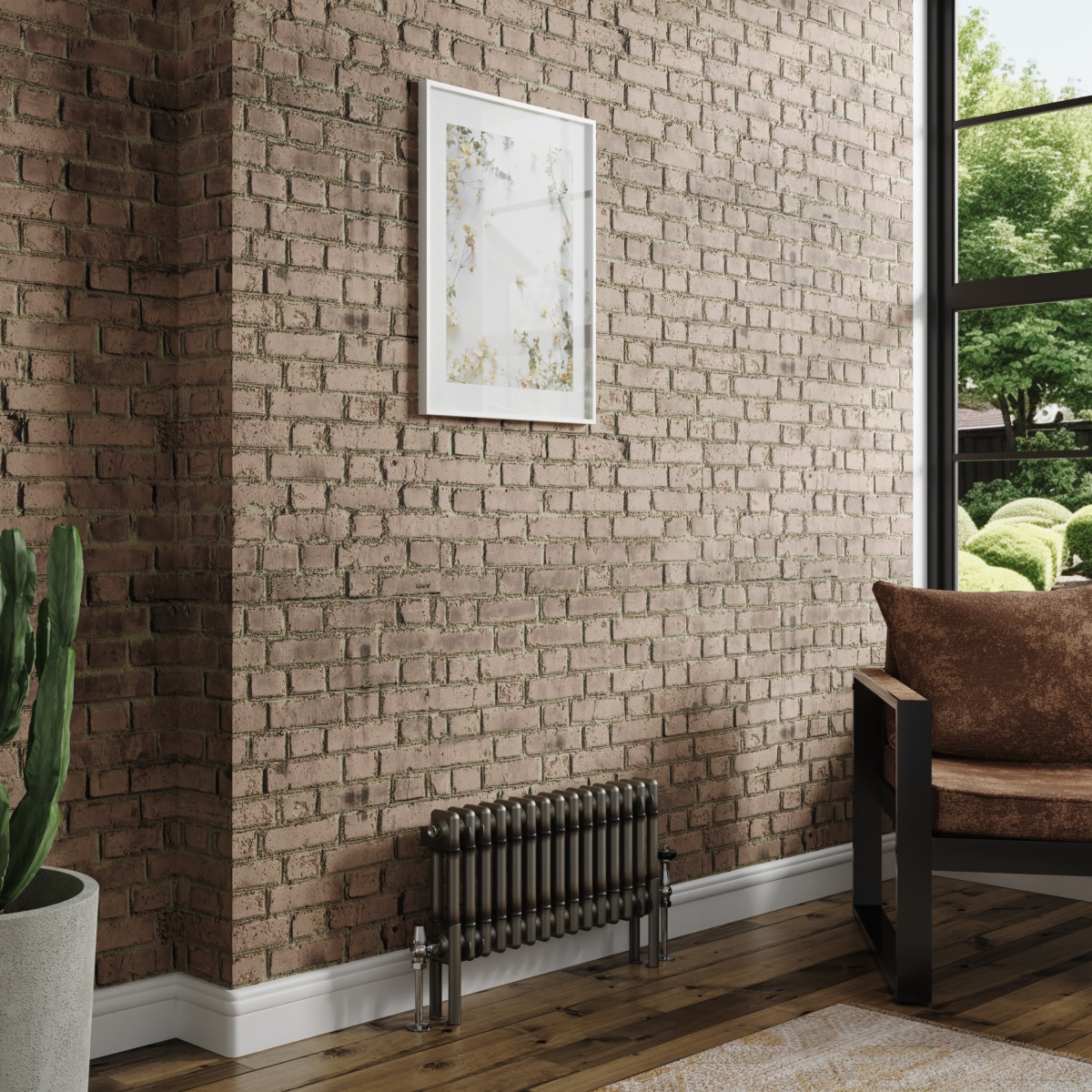 Bern 300 x 695mm Raw Metal Double Column Horizontal Traditional Radiator