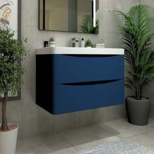 Avon Blue Wall Hung Basin Drawer Vanity Unit - 800mm