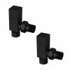 Modern Square Angled Radiator Valves - Black