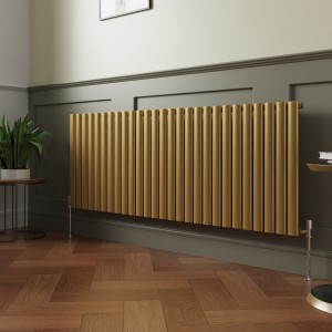 Norden 600 x 1594mm Metallic Gold Single Oval Column Horizontal Designer Radiator