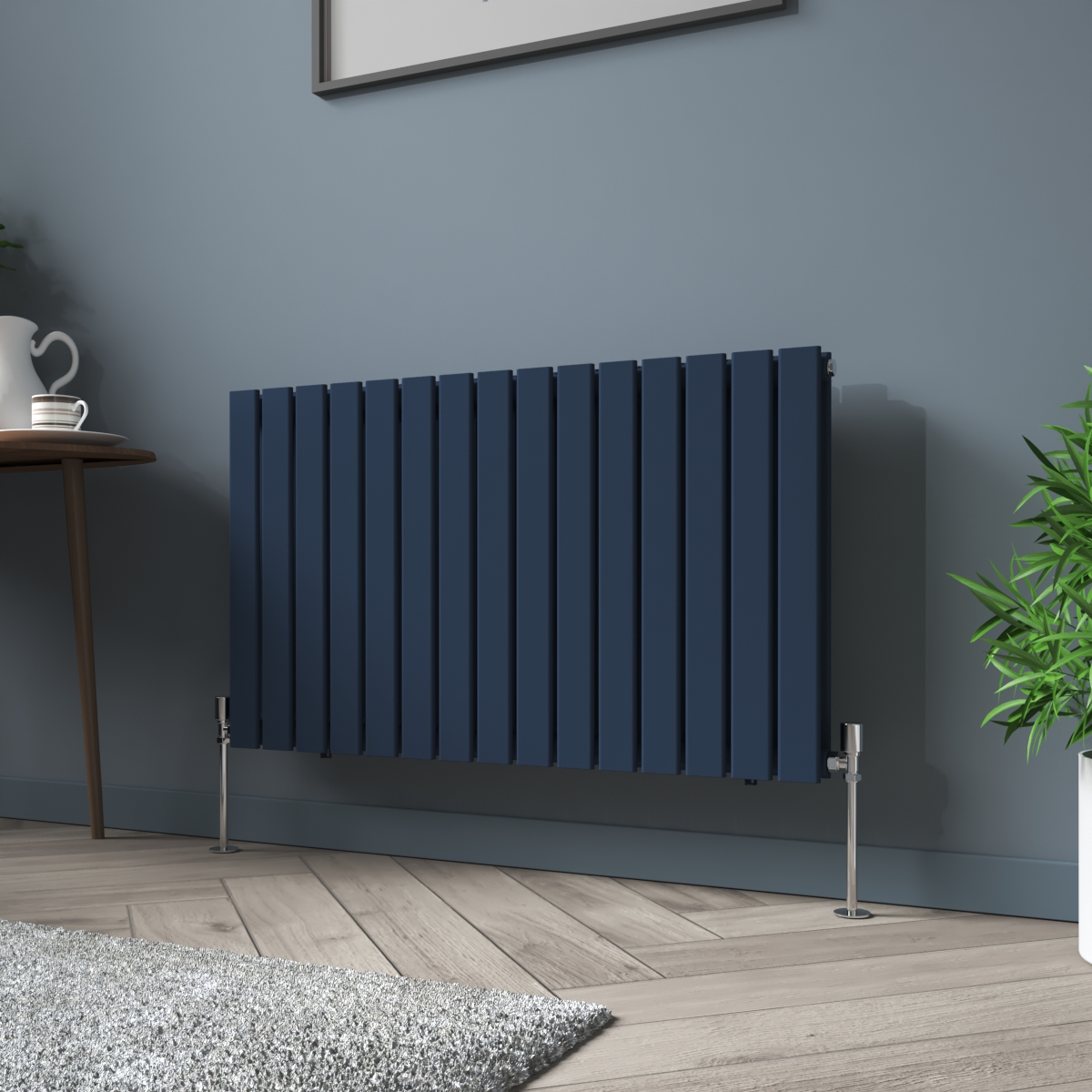 Karlstad 600 x 1022mm Sapphire Blue Double Horizontal Flat Panel Designer Radiator