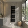 Kristiansund 1800 x 500mm Dual Fuel Black Thermostatic Touch Control Electric Heated Towel Rail