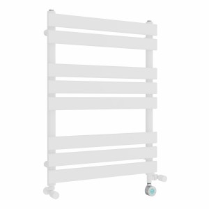 Juva 800 x 600mm Dual Fuel White Flat Panel Thermostatic Touch Control Electric Heated Towel Rail