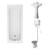 Wellington High Level Toilet with Grey Seat & 500mm 1 Tap Hole Basin with 1700 x 700mm Traditional Straight Bath Single Ended