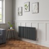 Bern 600 x 1190mm Anthracite Double Column Horizontal Traditional Radiator